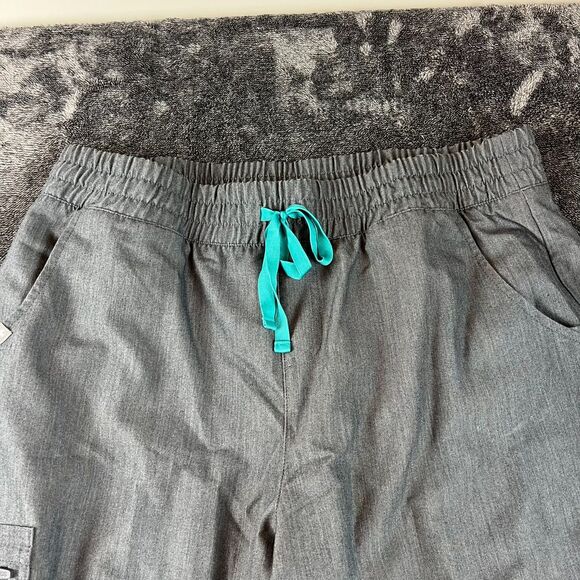 Figs Gray Joggers with Teal Drawstrings - Picture 2 of 9